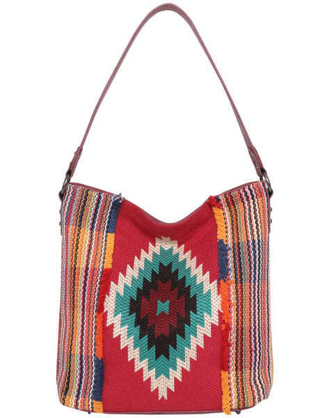 Montana West Women's Southwestern Tapestry Shoulder Bag, Red, hi-res