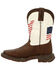 Durango Boys' Rebel Distressed Flag Western Boots - Square Toe, White, hi-res