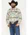 Image #1 - Rock & Roll Denim Men's Southwestern Striped Print Long Sleeve Snap Stretch Western Shirt, Natural, hi-res