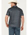 Panhandle Men's Southwestern Print Short Sleeve Performance Pearl Snap Polo, Black, hi-res