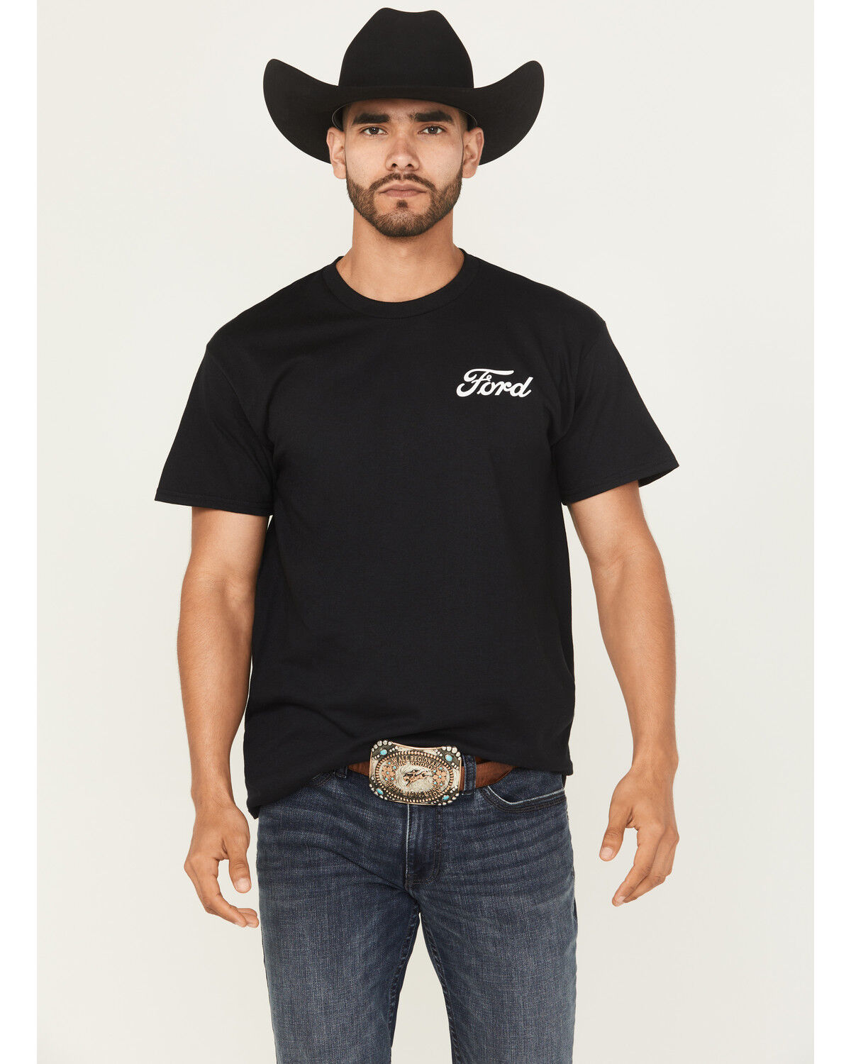 Image #2 - Buckwear Men's Ford Camo Flag Short Sleeve Graphic T-Shirt - Big, Black, hi-res