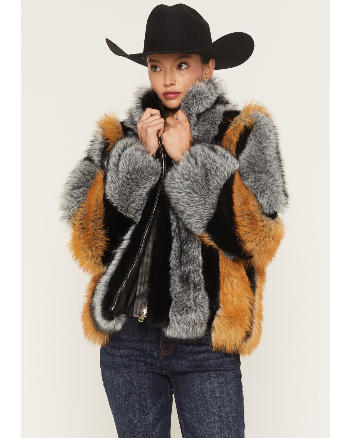 Azalea Wang Women's Cora Faux Fur Jacket, Multi, hi-res