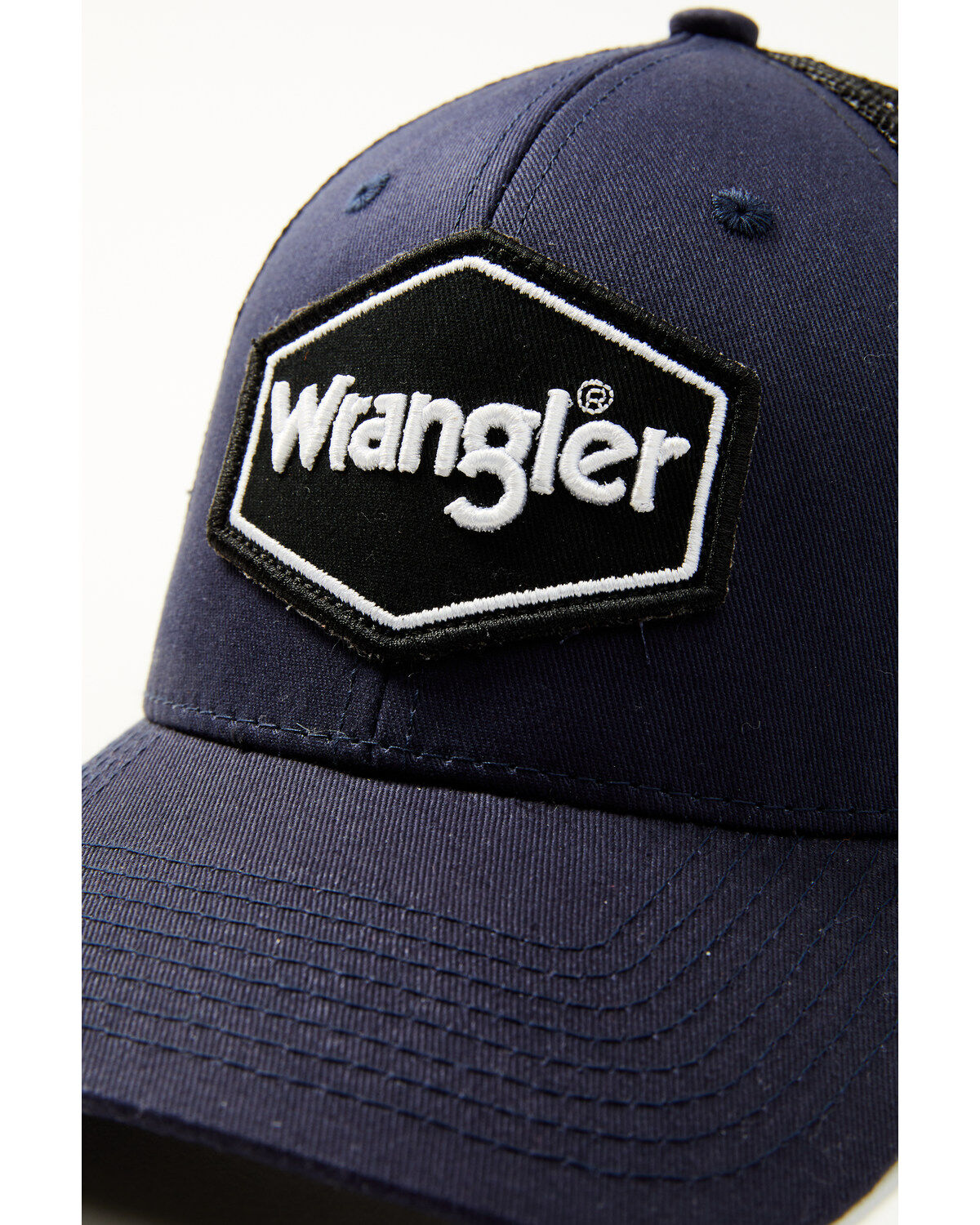 Image #2 - Wrangler Men's Standard Logo Patch Mesh-Back Ball Cap, Navy, hi-res