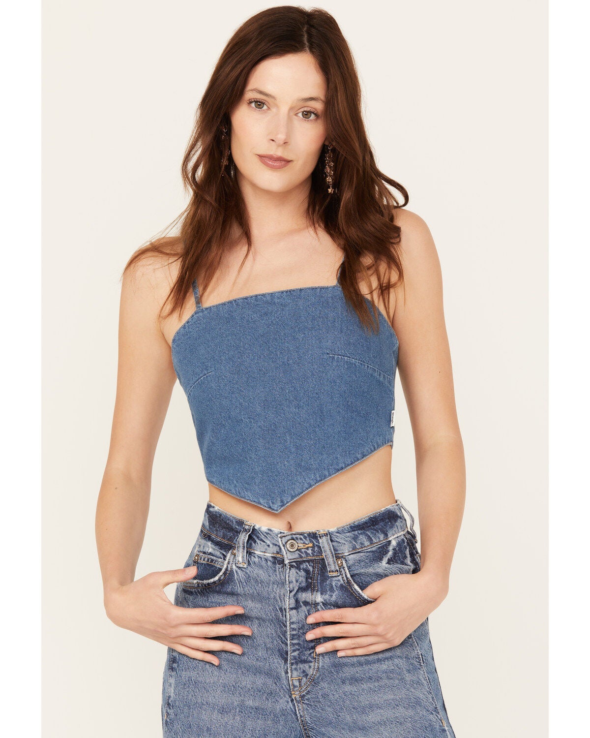 Image #1 - Wrangler Women's Dark Wash Denim Kassidy Bandana Top, , hi-res