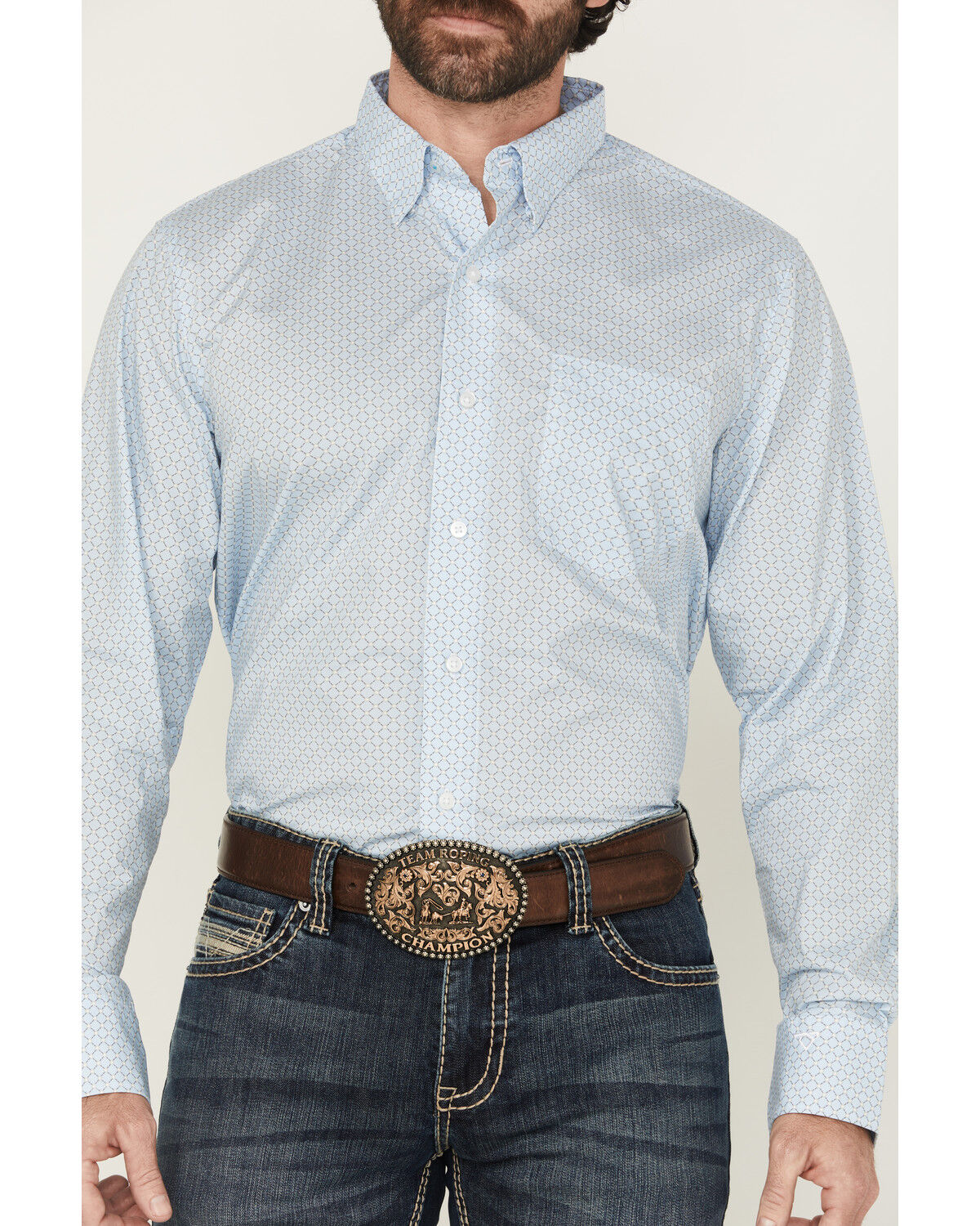 Image #3 - Wrangler x Cody Johnson Men's Geo Print Long Sleeve Button-Down Western Shirt - Tall, , hi-res