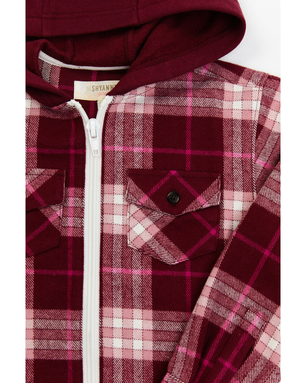 Image #2 - Shyanne Toddler Girls' Port Plaid Print Long Sleeve Zip Flannel Shacket, Burgundy, hi-res