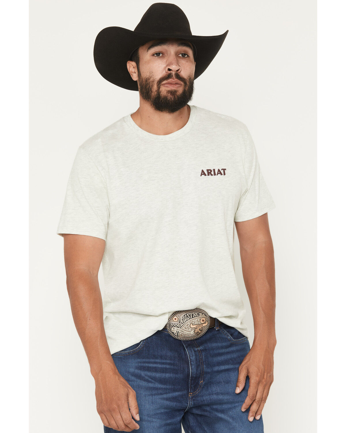 Image #2 - Ariat Men's Straight Shooter Short Sleeve Graphic T-Shirt, Oatmeal, hi-res