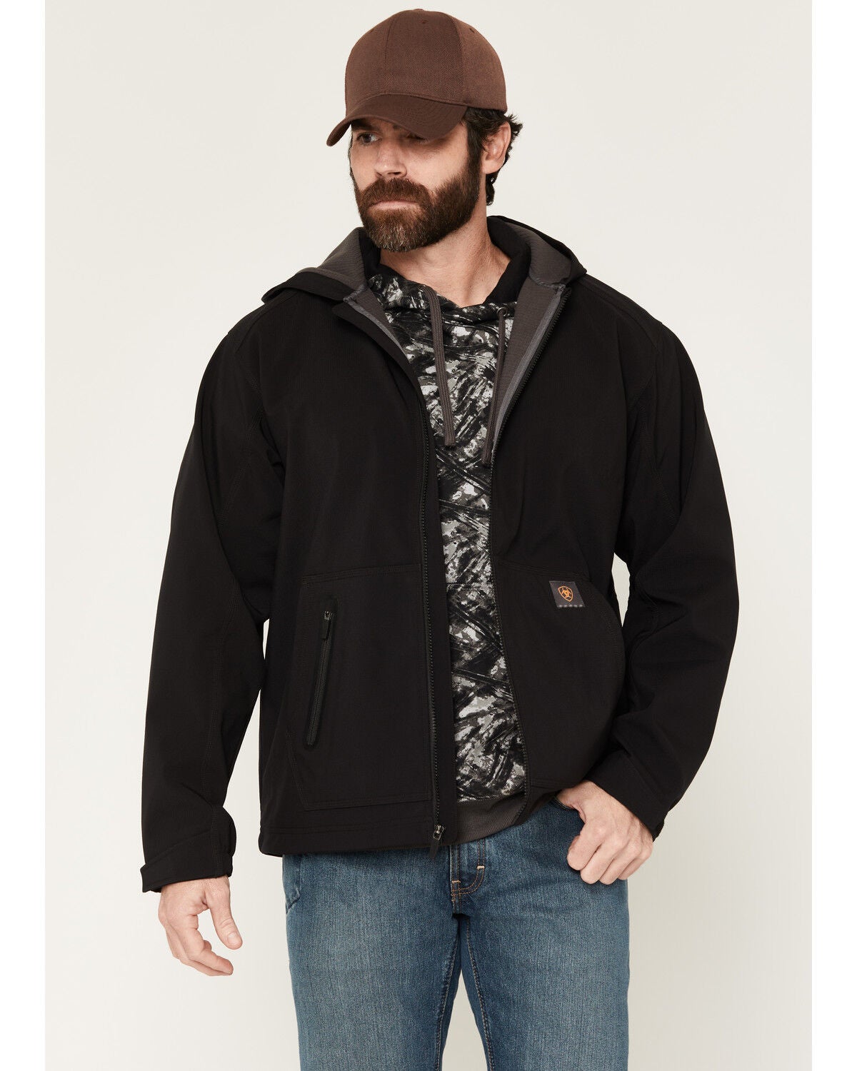 Ariat Men's Rebar Utility Hooded Softshell Work Jacket, Black, hi-res
