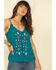 Image #2 - Shyanne Women's Teal Ruffle Beaded Cami , , hi-res