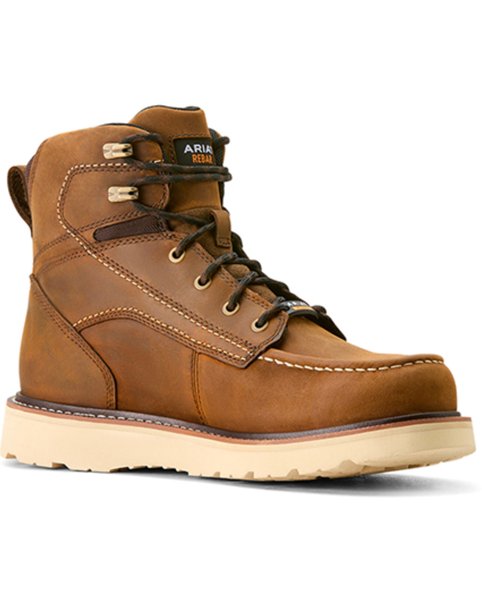 Ariat Distressed Brown Rebar Wedge Moc Toe Men s 6 inch Waterproof Work Boots 10053614 Size 13