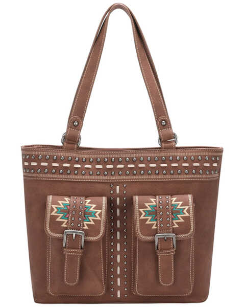 Montana West Women's Southwest Print Concealed Carry Tote, Brown, hi-res
