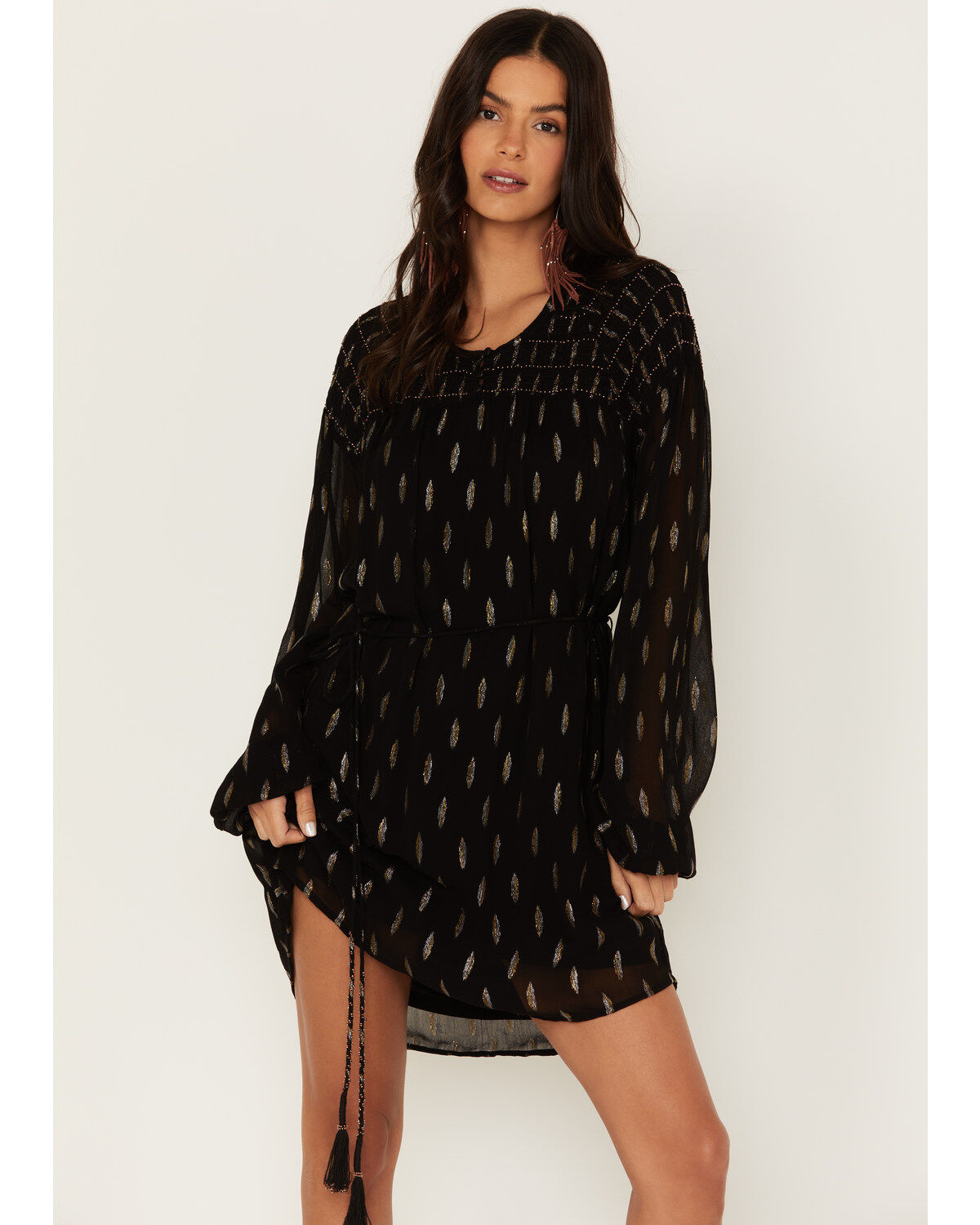 Image #2 - Idyllwind Women's Jolly Metallic Clip Dot Mini Dress, Black, hi-res