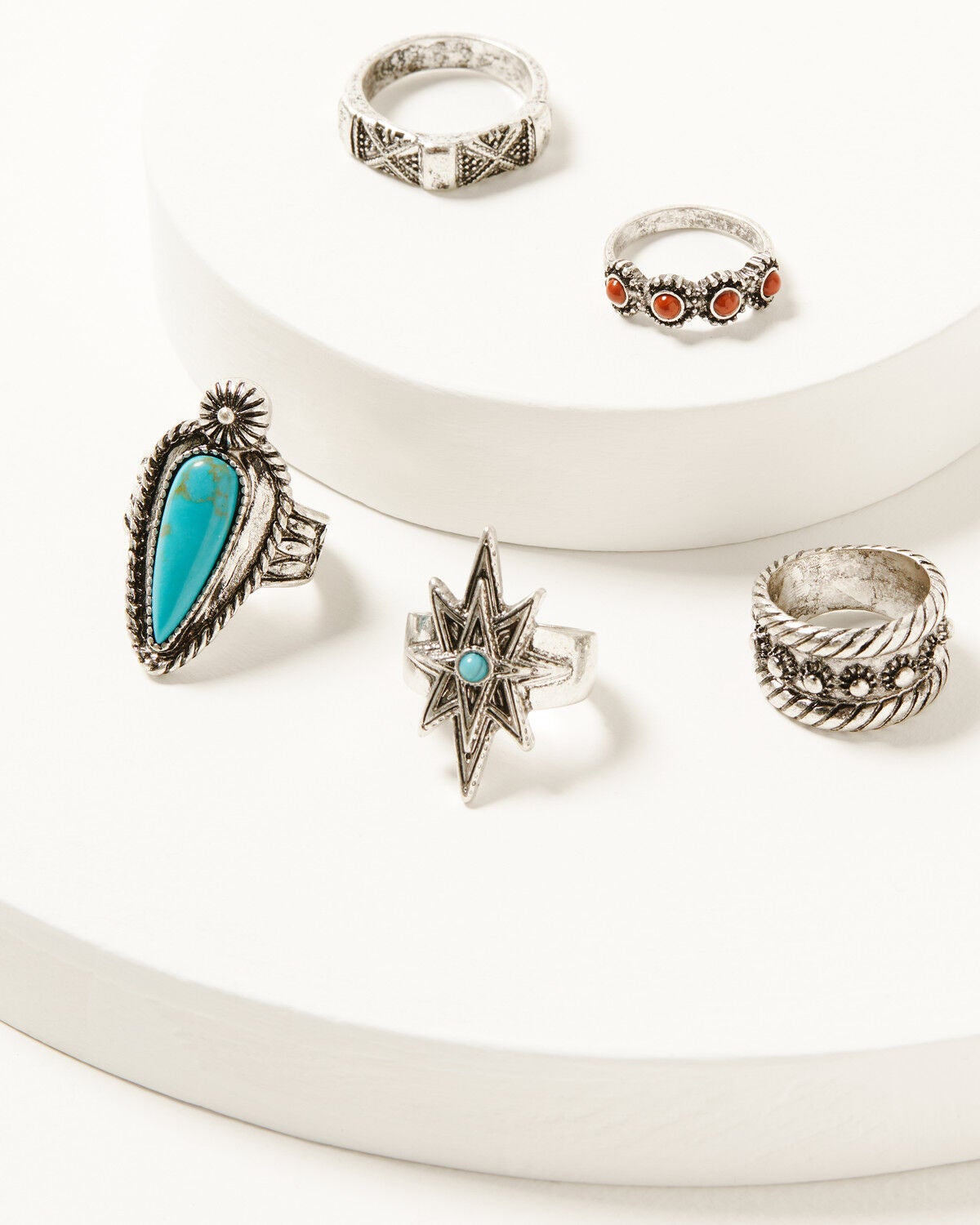 Shyanne Women's Frontier Antique Ring Set - 5 Piece, Silver, hi-res