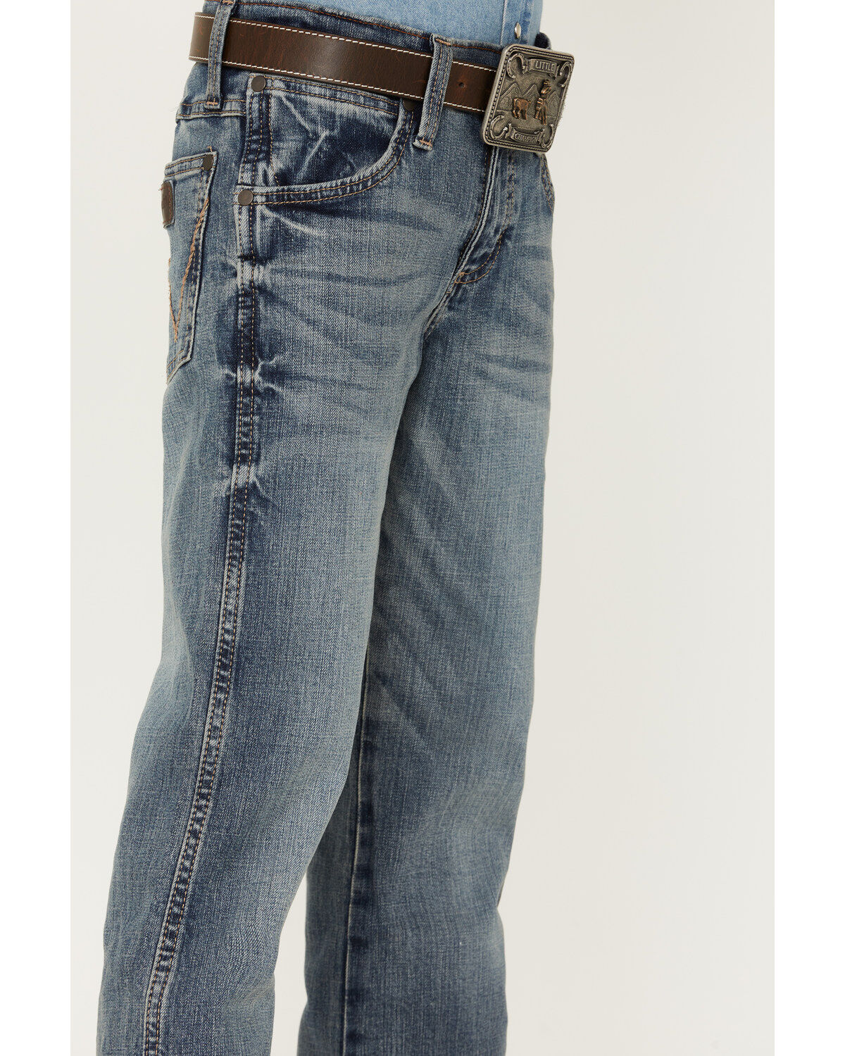 Image #2 - Wrangler Boys' Greeley Relaxed Bootcut Jeans, Blue, hi-res