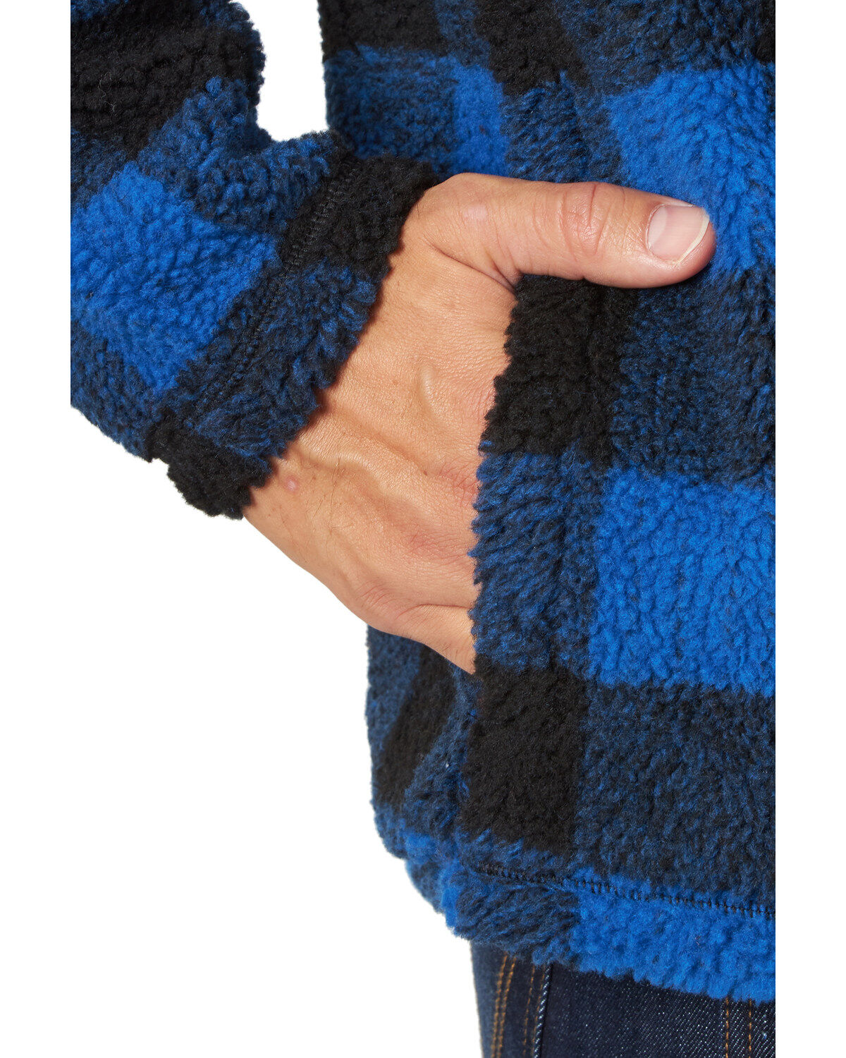 Image #4 - Wrangler Men's Plaid Sherpa 1/4 Zip Pullover, , hi-res