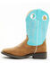 Shyanne Girls' Ceci Western Boots - Broad Square Toe, Blue, hi-res