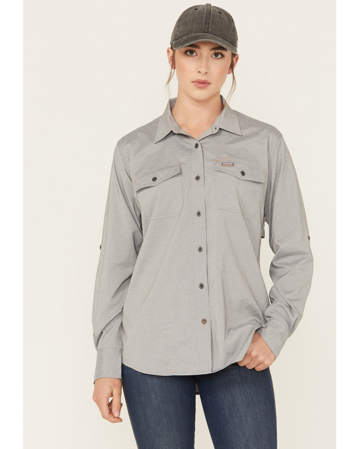 Image #1 - Ariat Women's Rebar Made Tough VentTEK Long Sleeve Work Shirt, Charcoal, hi-res