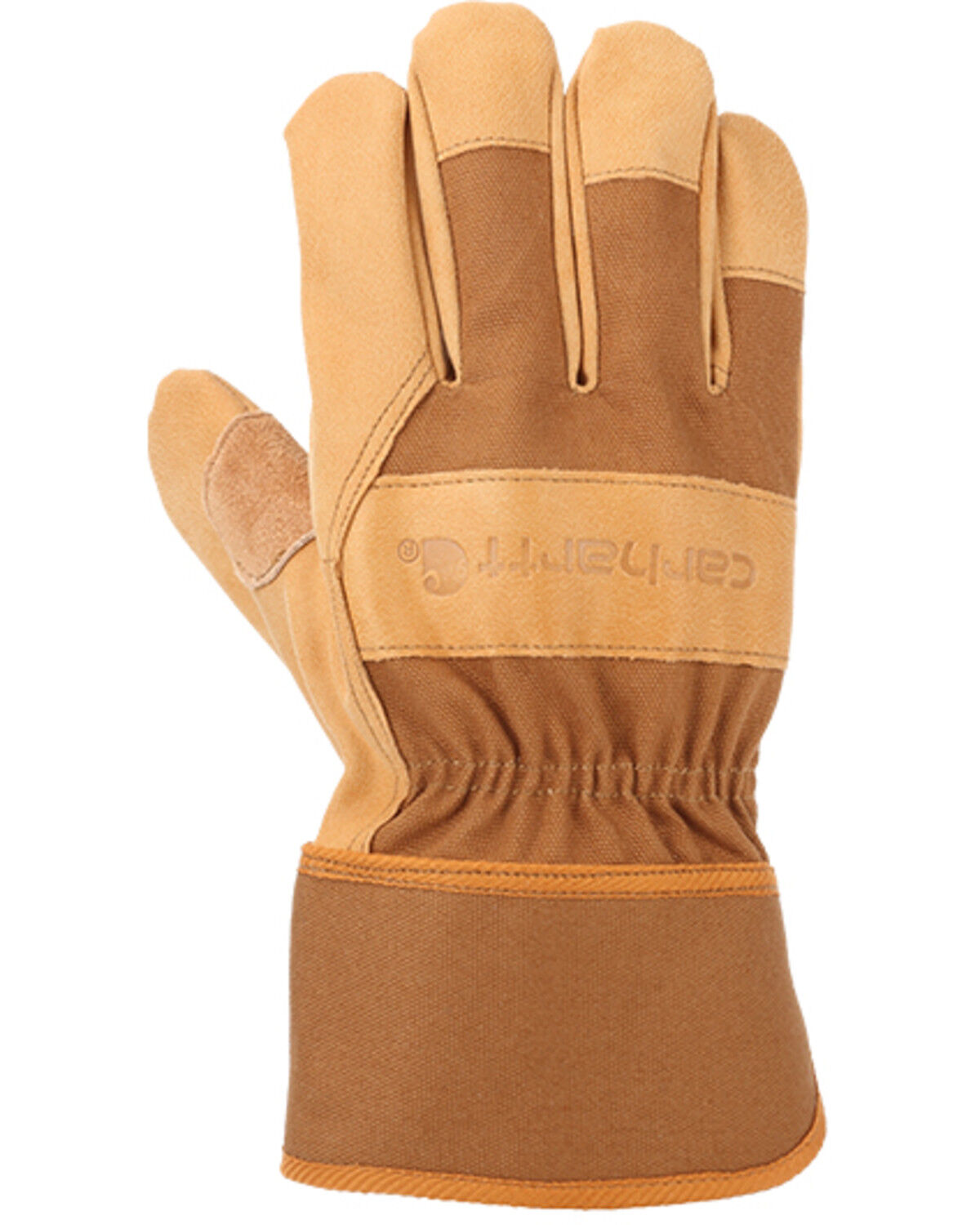 Image #1 - Carhartt Men's Duck & Synthetic Leather Safety Cuff Work Gloves, Brown, hi-res