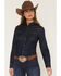 Image #3 - Shyanne Women's Bella Dark Wash Denim Long Sleeve Button-Down Stretch Western Shirt, Dark Wash, hi-res