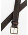 Double S Basketweave Embossed Money Pocket Leather Belt, Brown, hi-res