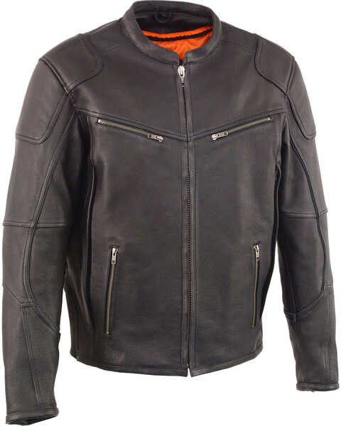 Milwaukee Leather Men's Cool Tec Leather Scooter Jacket - Big 4X, Black, hi-res