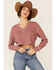 Very J Women's Cropped Long Sleeve Thermal Top, Mauve, hi-res