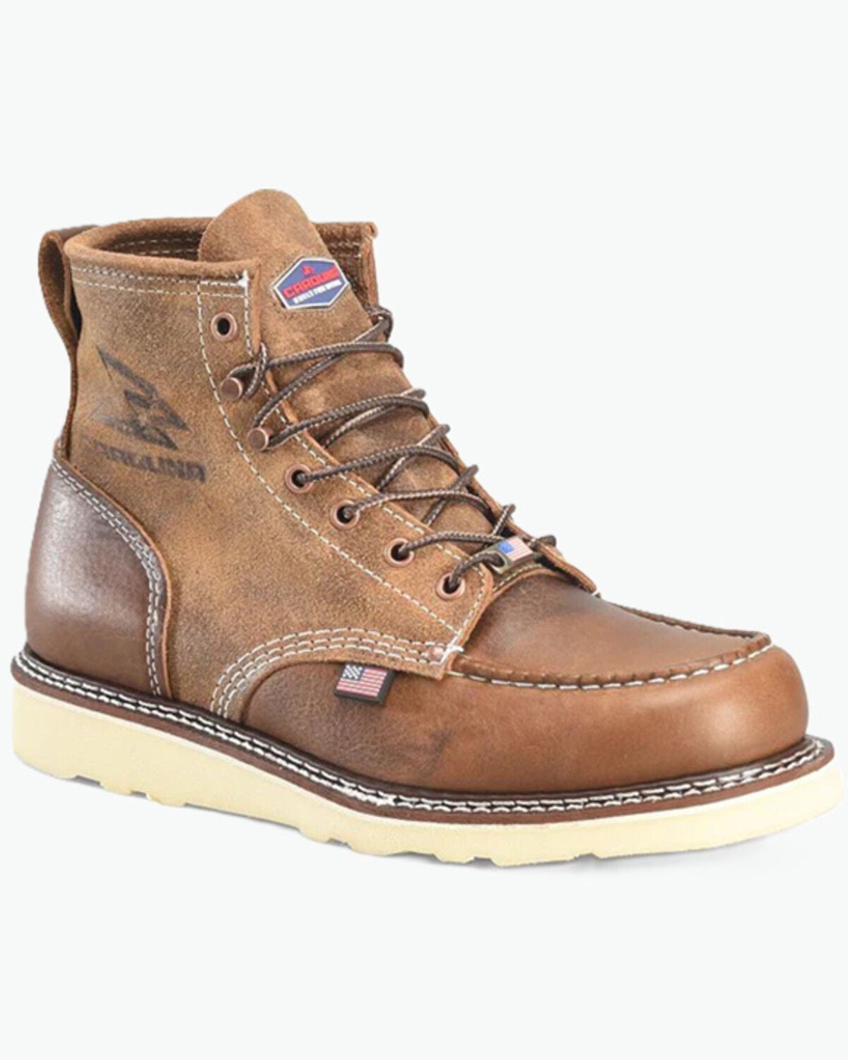 Image #1 - Carolina Men's AMP 6" Roughout Moc Wedge Work Boots - Soft Toe, Brown, hi-res