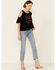 Image #2 - White Crow Women's I'll Drink To That Graphic Short Sleeve Cold Shoulder Top, Black, hi-res