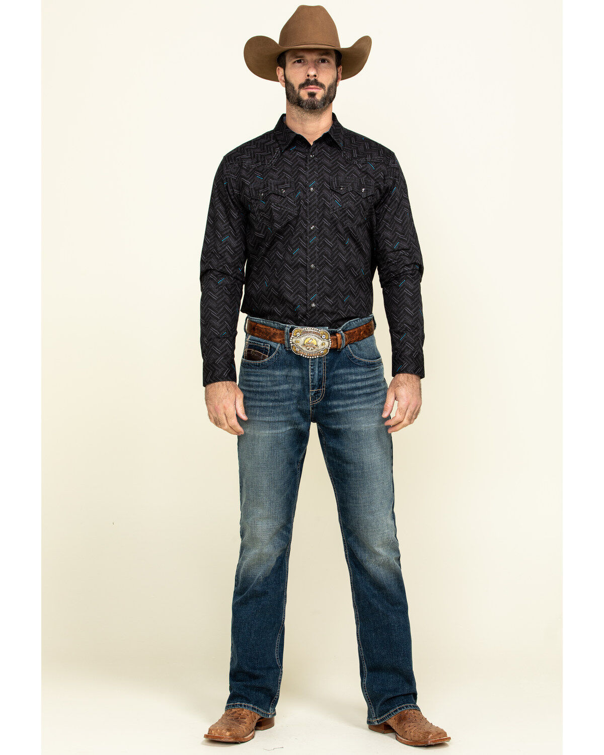 Image #6 - Cody James Men's Mesa Ridge Herringbone Print Long Sleeve Pearl Snap Western Shirt , , hi-res