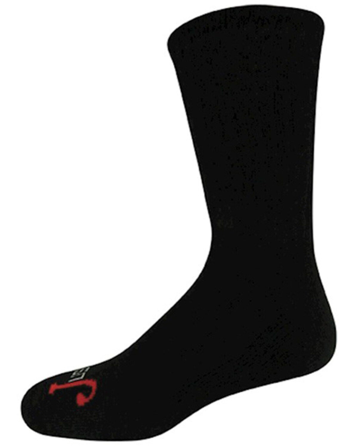 Justin Men's Half Cushion Cotton Sock Pack - 3 Piece, Black, hi-res