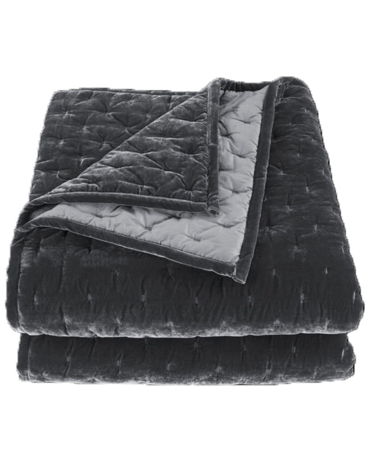 Image #2 - HiEnd Accents Slate Stella Faux Silk Velvet 3-Piece Queen Quilt Set, Slate, hi-res