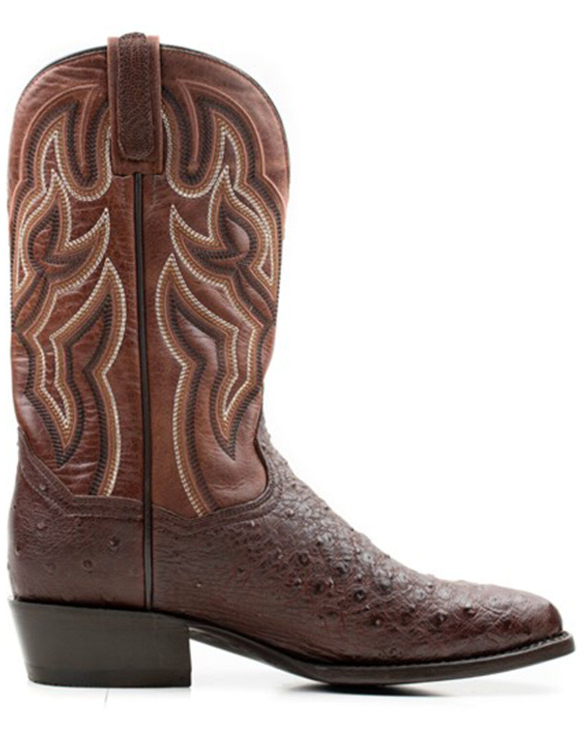 Image #1 - Dan Post Men's 12" Hand Ostrich Quill Exotic Western Boots - Round Toe, Brown, hi-res