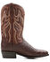 Image #1 - Dan Post Men's 12" Hand Ostrich Quill Exotic Western Boots - Round Toe, Brown, hi-res