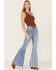 Image #1 - Shyanne Women's Stars & Stripes Print High Rise Super Flare Jeans, Medium Wash, hi-res