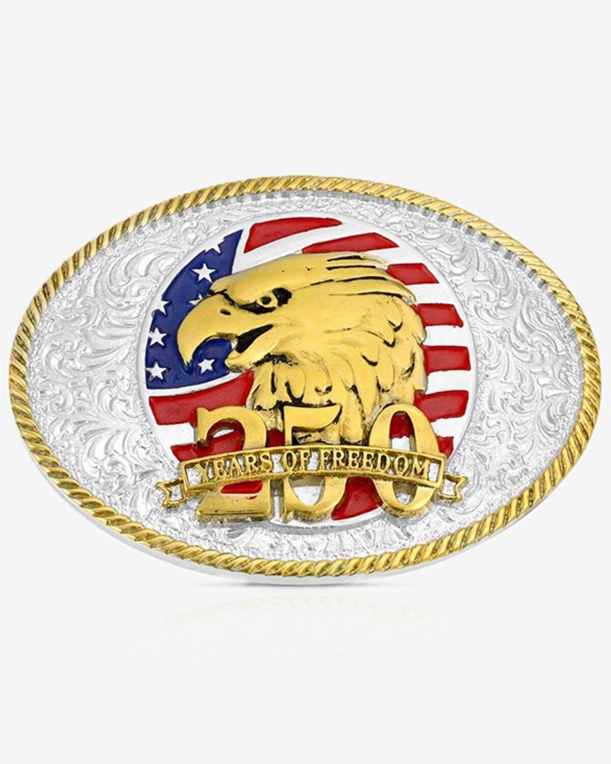 Image #1 - Montana Silversmiths Eagle 250 Years of Freedom Belt Buckle, Silver, hi-res