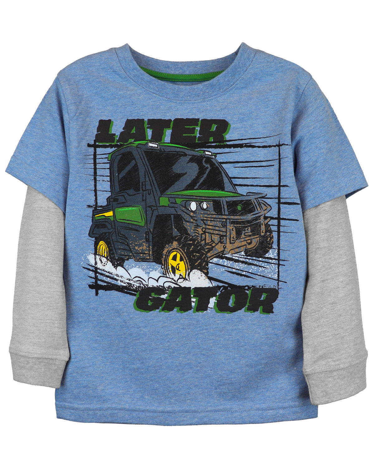 Image #1 - John Deere Toddler Boys' Later Gator Long Sleeve Graphic T-Shirt, Heather Blue, hi-res