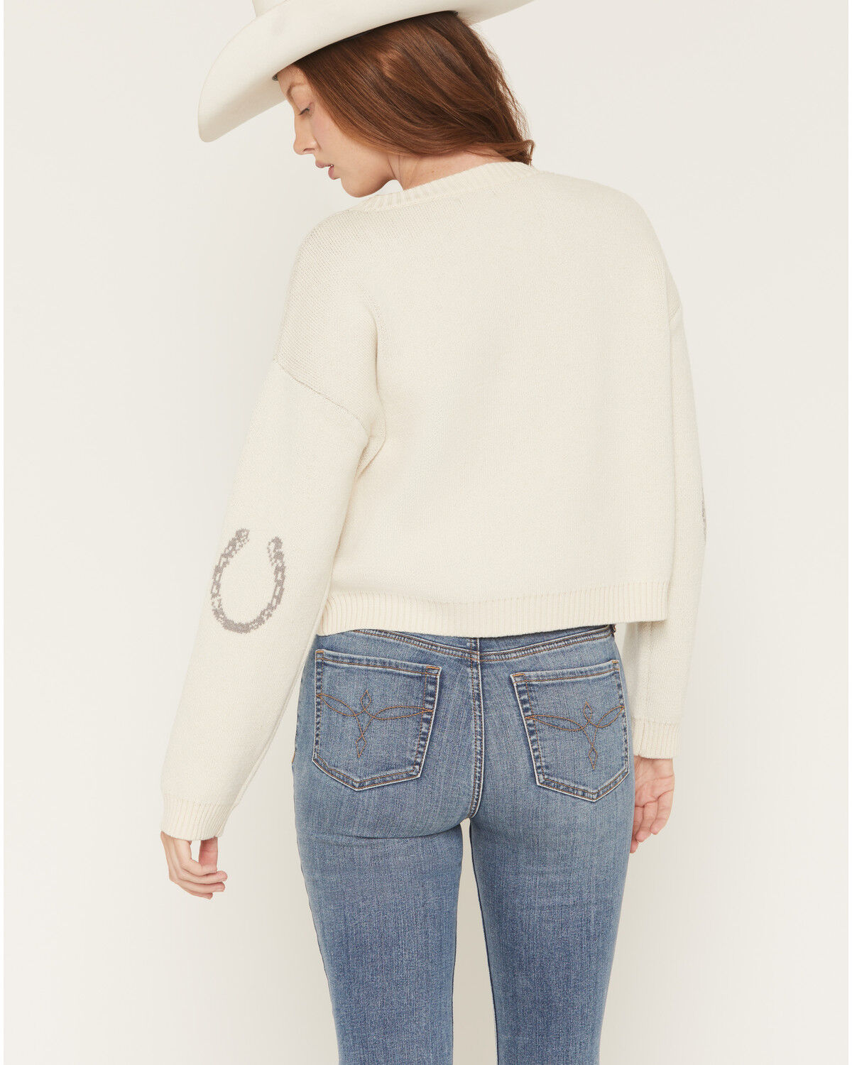Image #4 - Originality Women's Horse Pullover Sweater, White, hi-res