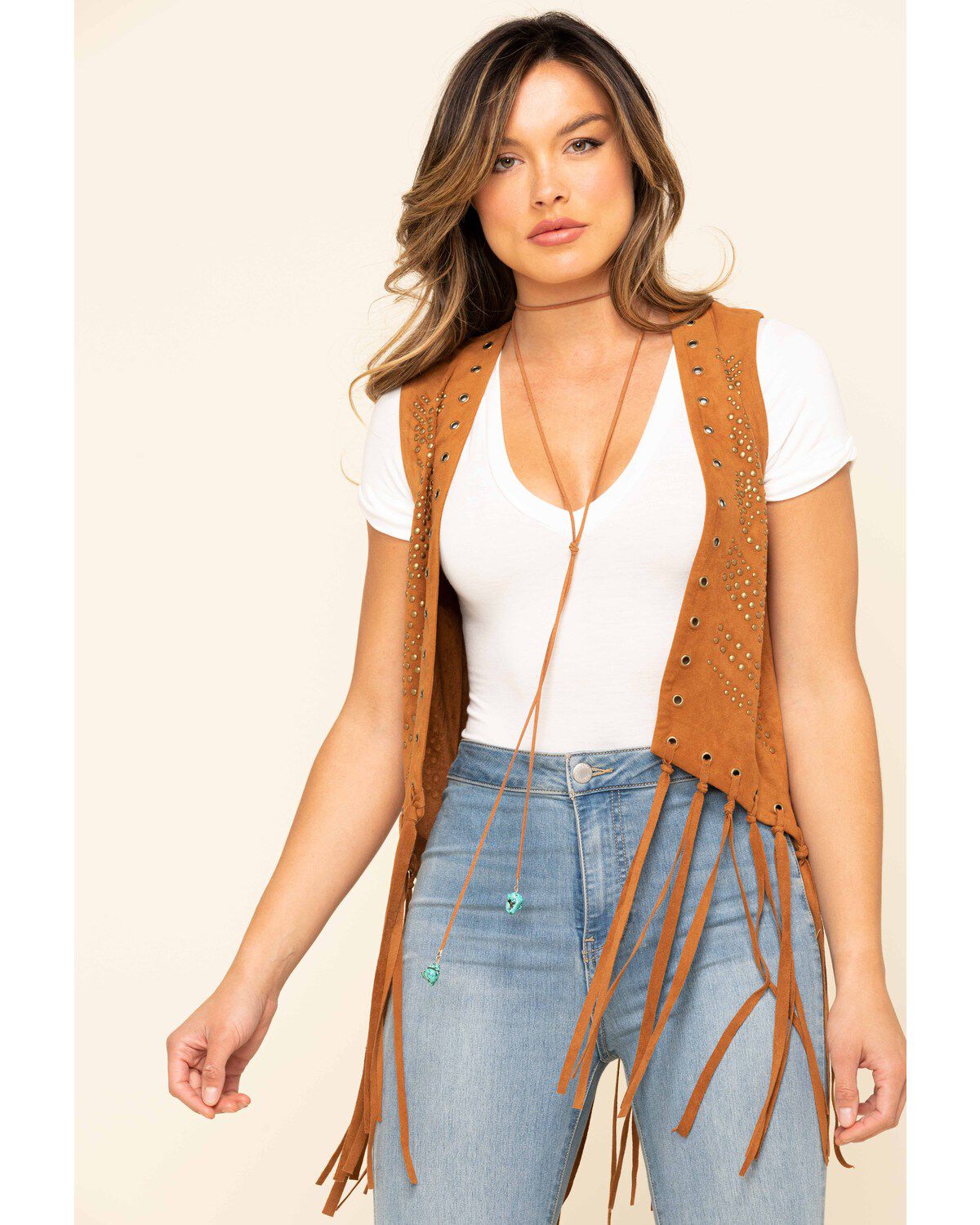 Image #1 - Fornia Women's Studded Fringe Vest, , hi-res