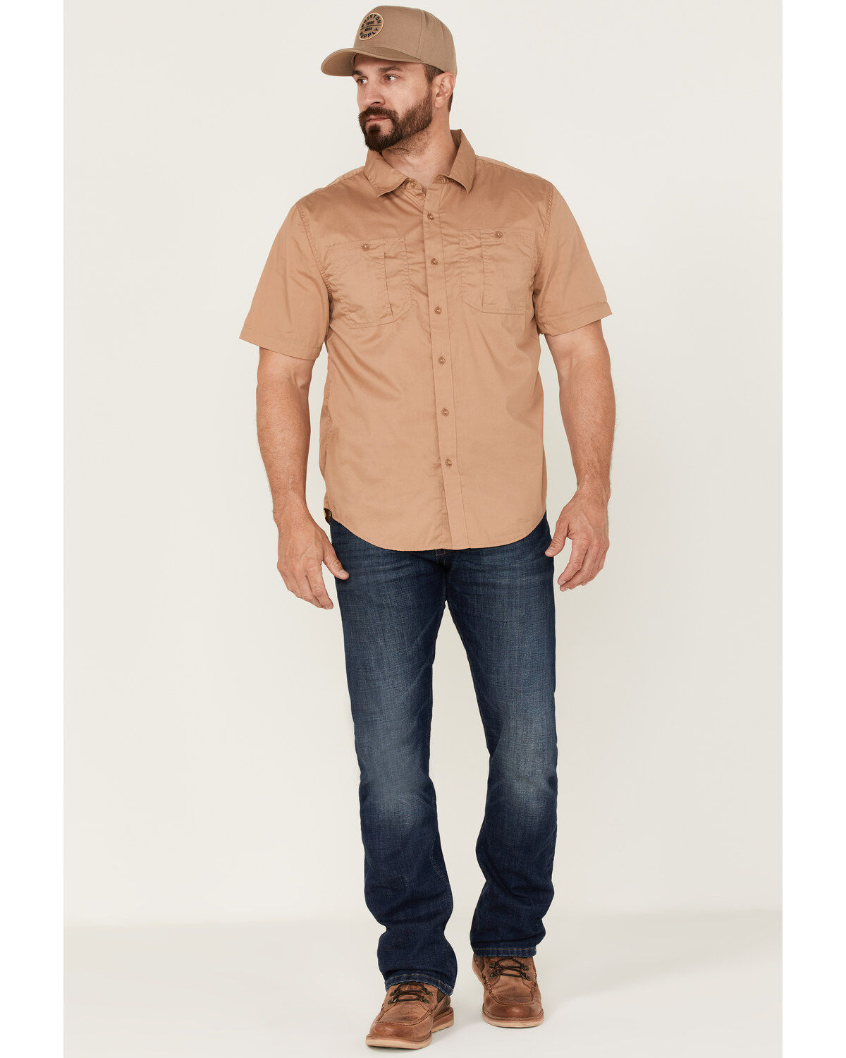 Image #2 - Brixton Men's Mojave Charter Solid Utility Button Down Western Shirt, Tan, hi-res
