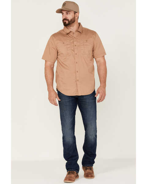 Brixton Men's Mojave Charter Solid Utility Button Down Western Shirt , Tan, hi-res