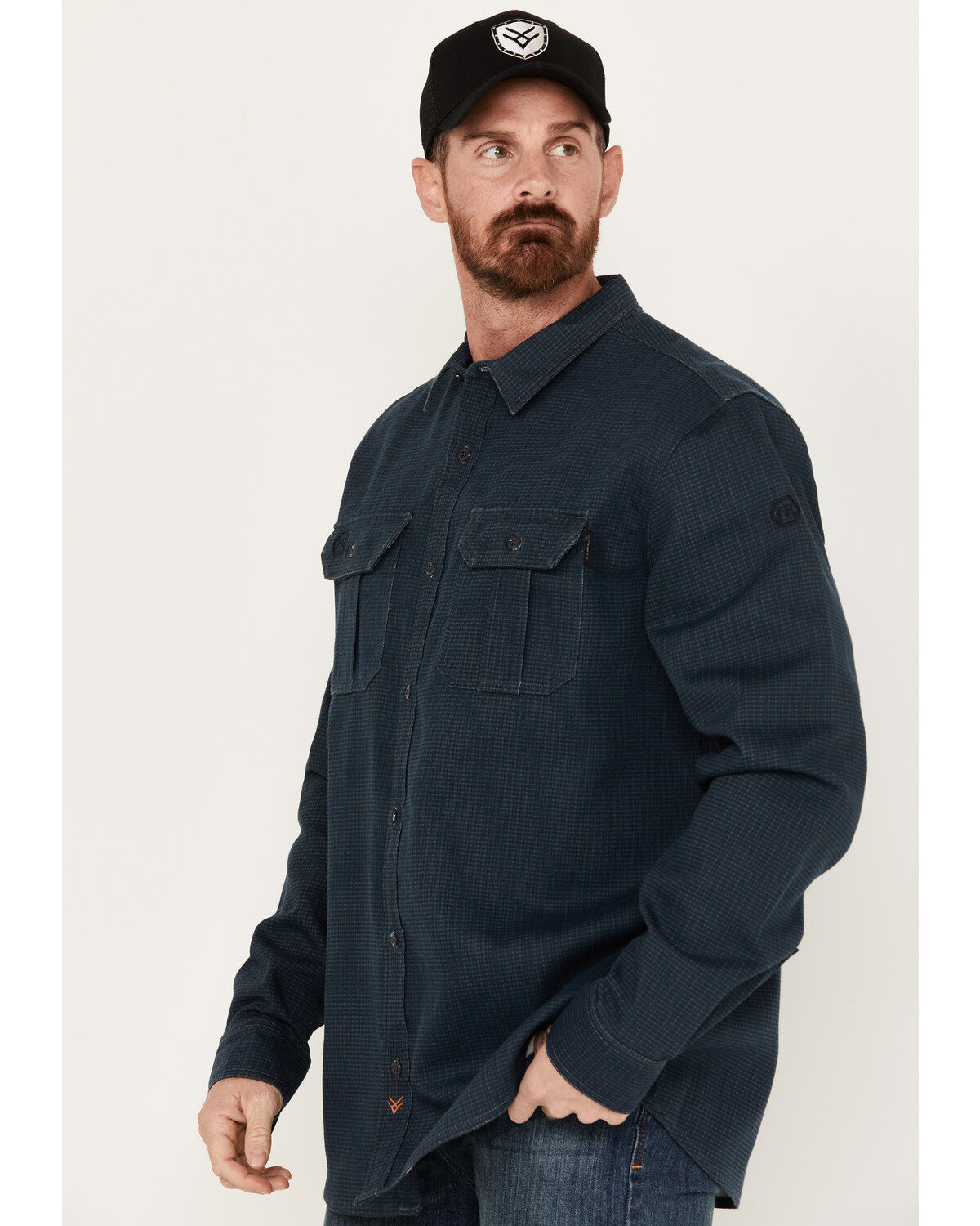 Image #2 - Hawx Men's FR Plaid Print Long Sleeve Button-Down Work Shirt, Blue, hi-res