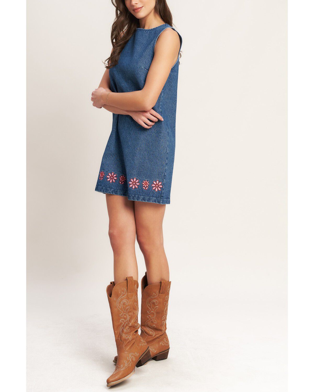 Image #5 - Flying Tomato Women's Shift Denim Mini Dress, Medium Wash, hi-res