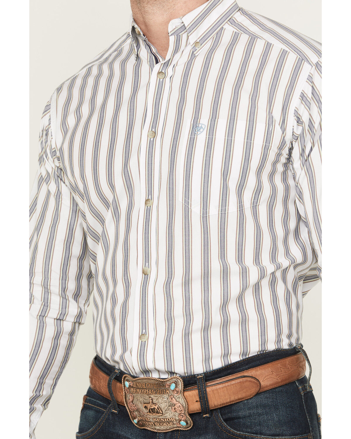 Ariat Men's Cohen Pro Series Striped Print Long Sleeve Button-Down Stretch Western Shirt