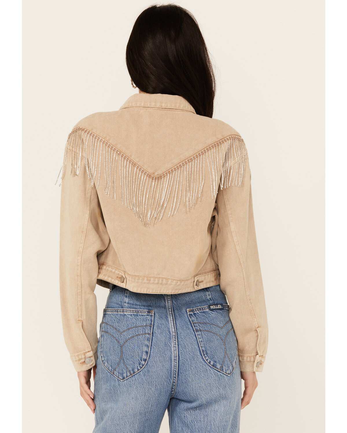 Image #4 - Blue B Women's Fringe Cropped Denim Jacket, , hi-res