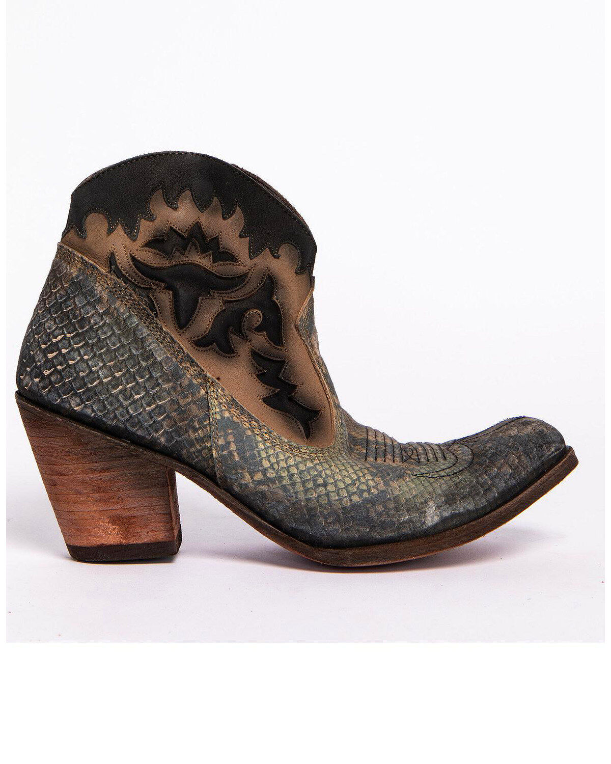 Image #3 - Liberty Black Women's Python Fileteado Verde Western Booties - Medium Toe, , hi-res
