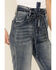 Flying Tomato Women's Tie-Front Flare Jeans, Blue, hi-res