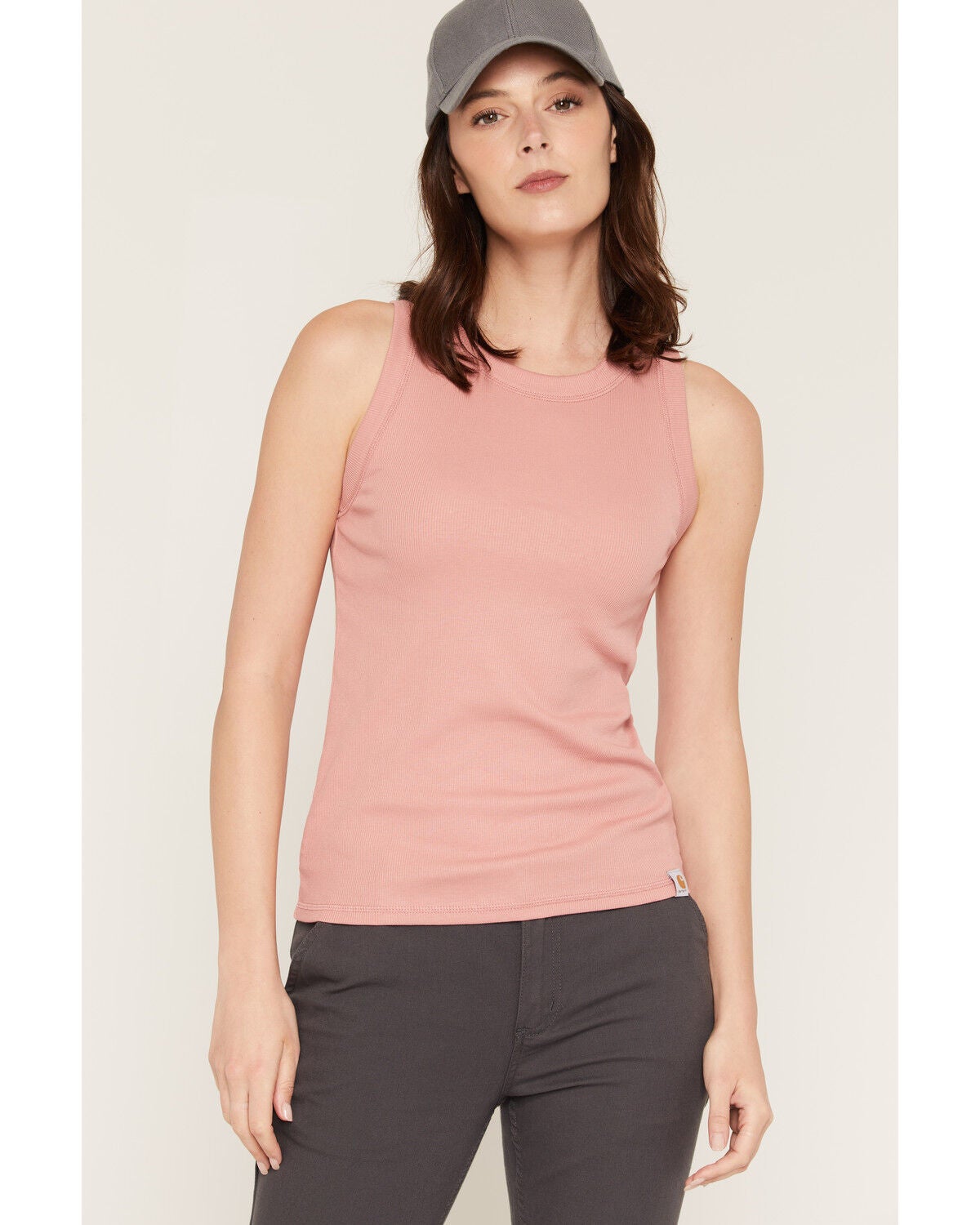 Image #1 - Carhartt Women's Tencel Series Solid Fitted Ribbed Work Tank Top, Rose, hi-res