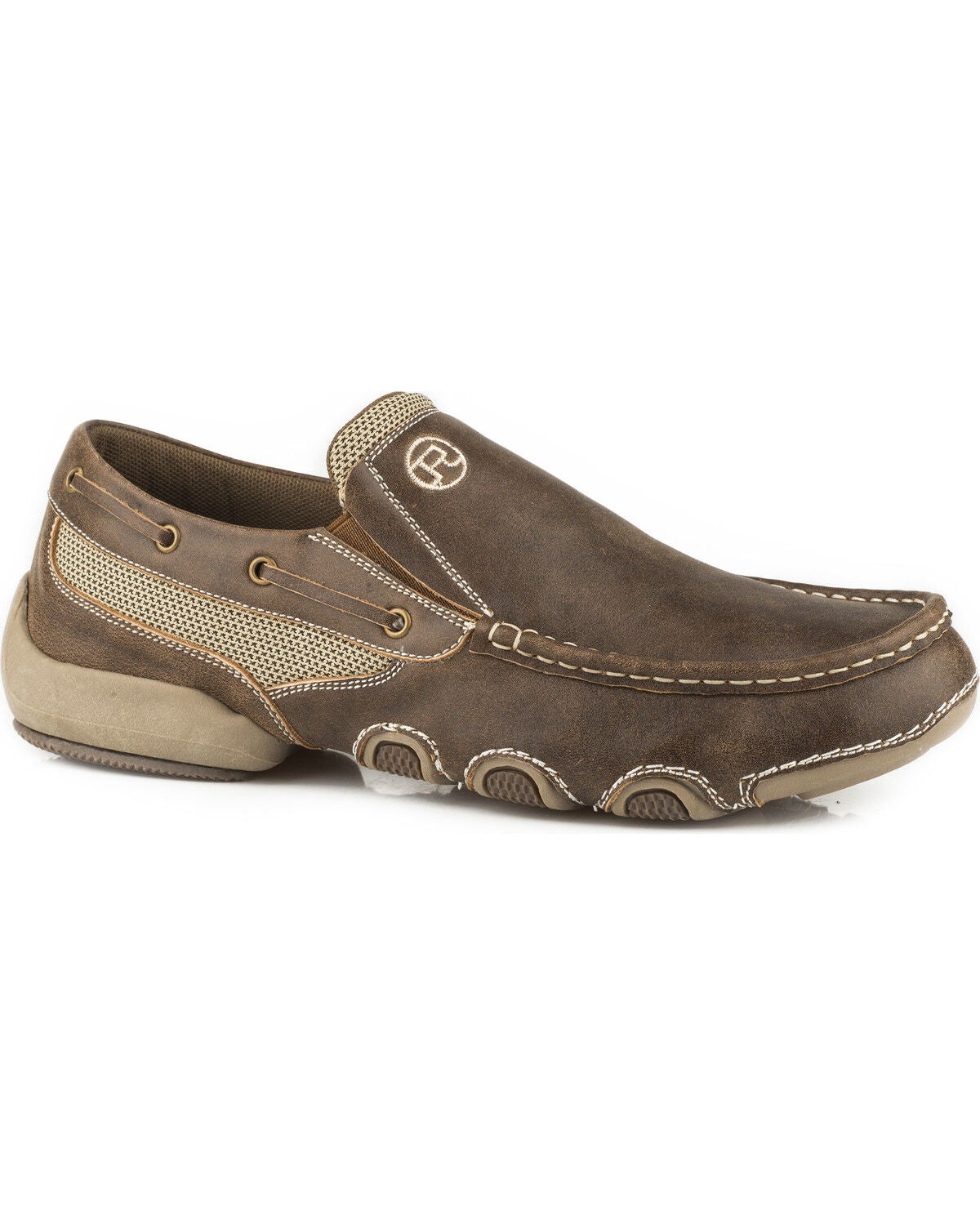 Roper Men's Driving Boat Shoes - Moc Toe, Tan, hi-res