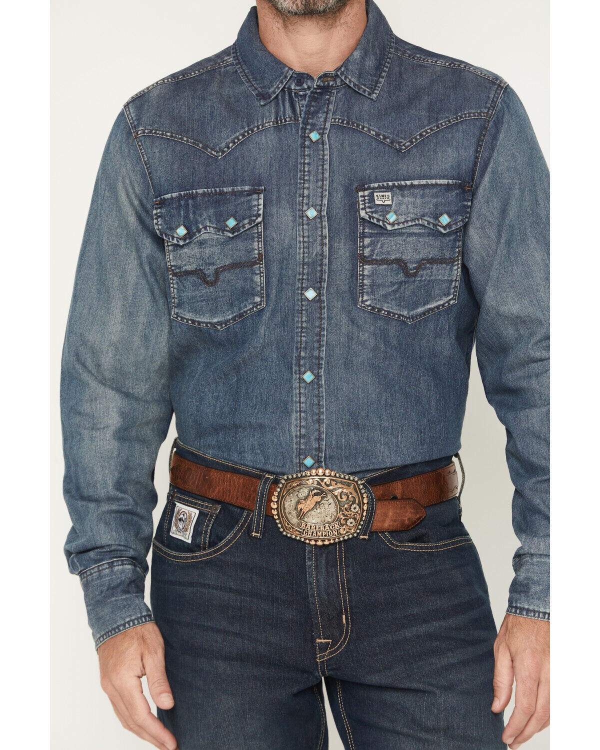 Image #3 - Kimes Ranch Men's Memphis Denim Long Sleeve Snap Western Shirt, , hi-res