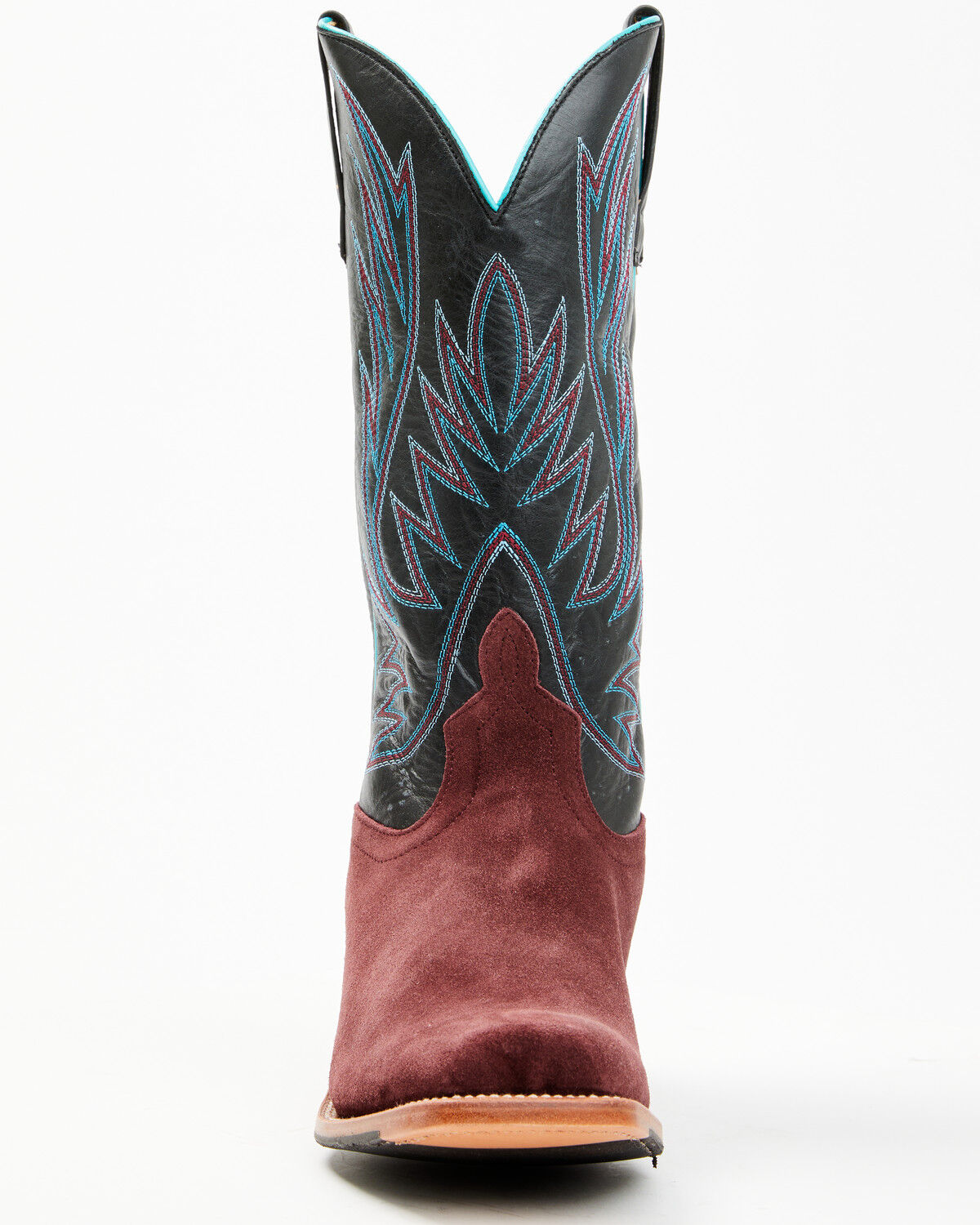 Image #4 - Horse Power Men's Suede Western Boots - Square Toe, Burgundy, hi-res
